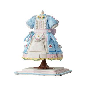 Blue Lolita Birthday Banquet Princess Dress 3D Building Block Set Decor