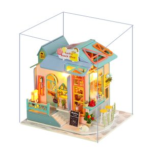 DIY Miniature "Lucky Snack Shop" Dollhouse Kit LED Lights & Built-in Puzzle