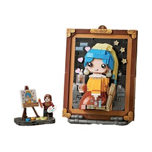 Cute Bubble Tea Pearl Earring Girl 3D Art Building Blocks
