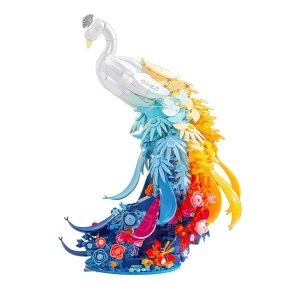 Elegant Peacock Building Blocks Set with LED Night Light