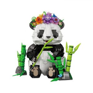 Floral Panda Building Blocks Toy Set with Movable Head