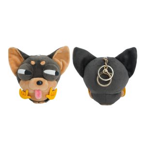 Funny Chihuahua Dog Plush Keychain & Handbag Charm Accessory - Black